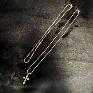 TWO rope chain necklaces with Cross pendant